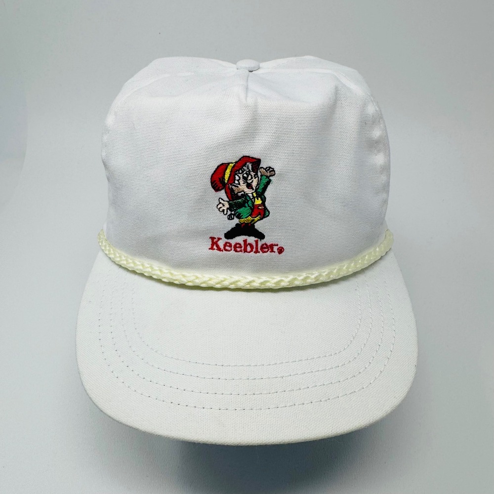 Vintage Keebler Elf Embroidered Rope Hat White‎ Snapback Adjustable Cap One Size